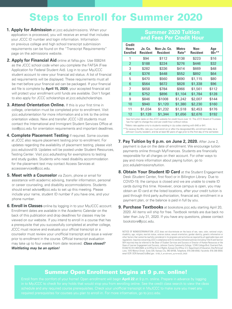 Fillable Online your JCCC ID number and login information Fax Email Print pdfFiller