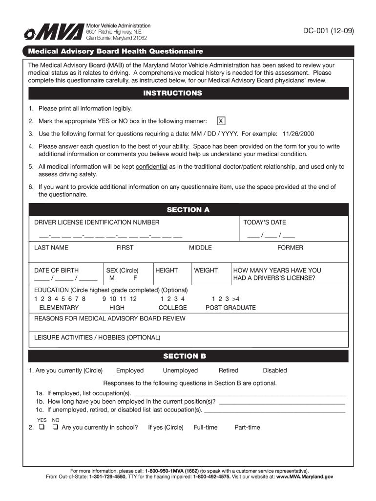 Motor Vehicle Administration 6601 Ritchie Highway N E Glen Burnie Maryland 21062 Fill Online