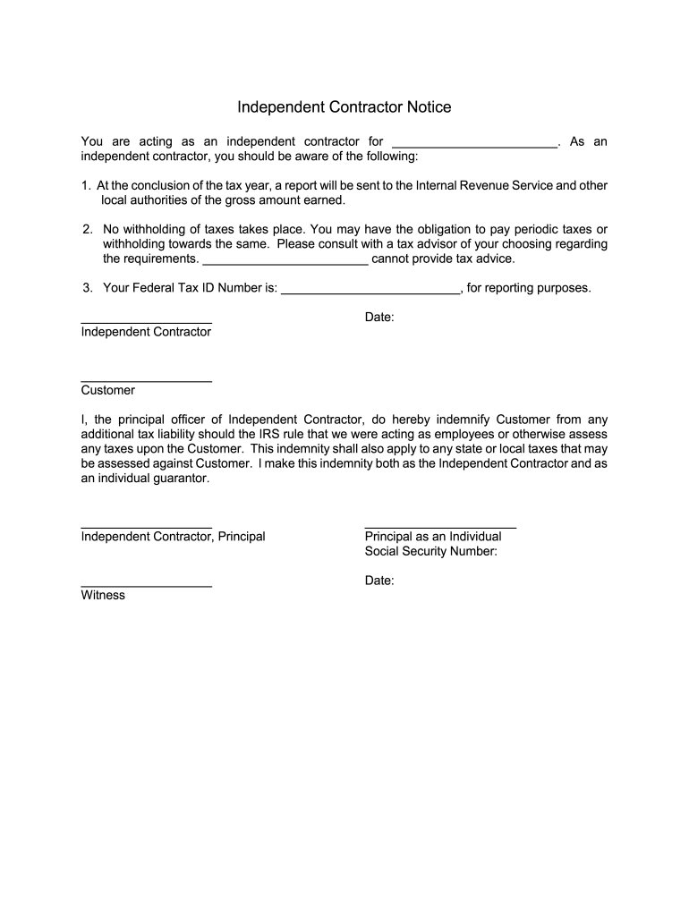 Independent Contractor Worksheet