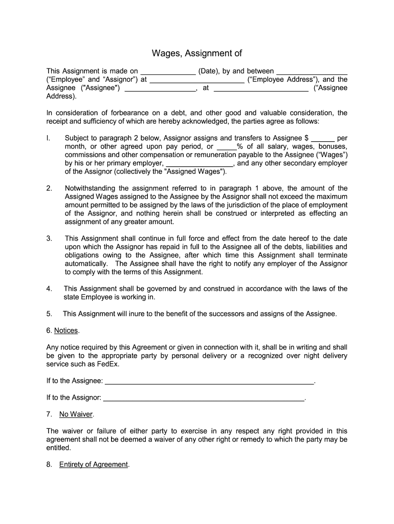 wage assignment
