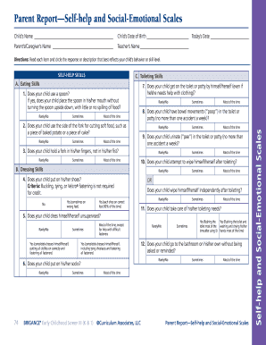 Parent Report - Self-help and Social-Emotional Scales