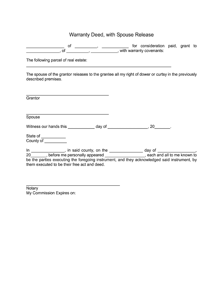Warranty Deed, with Spouse Release Form Online | SellMyForms