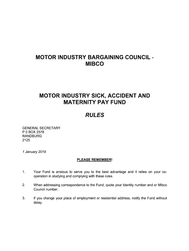 Motor Industry Bargaining Council Fill Online, Printable, Fillable