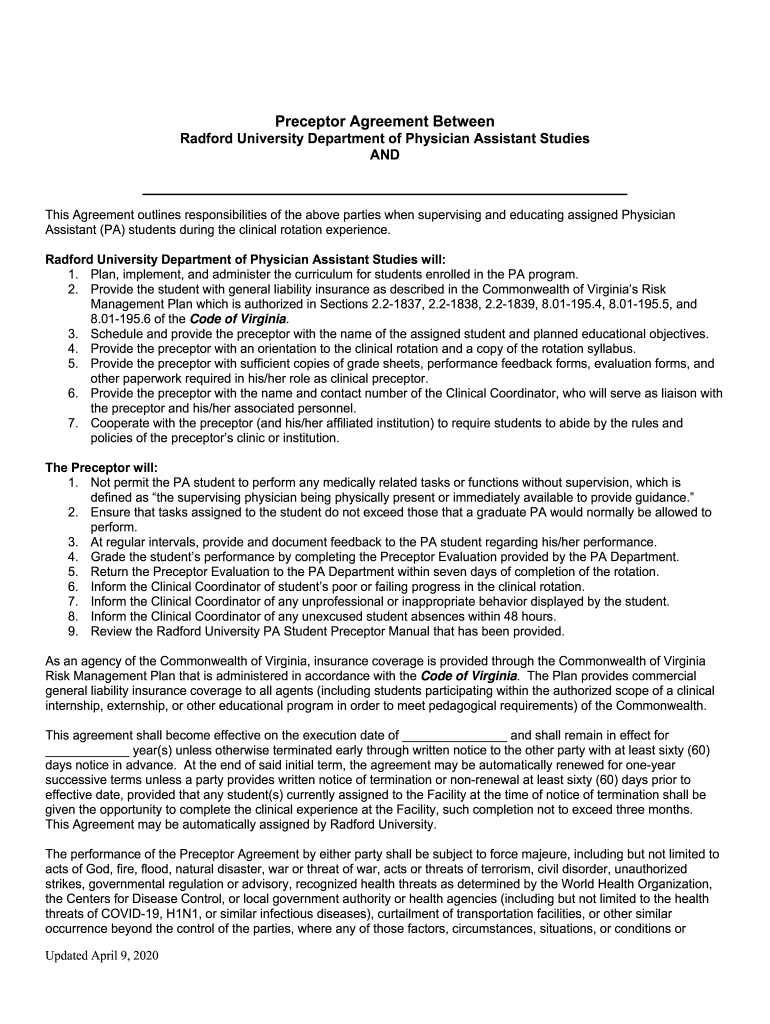 preceptor agreement studies Preview on Page 1