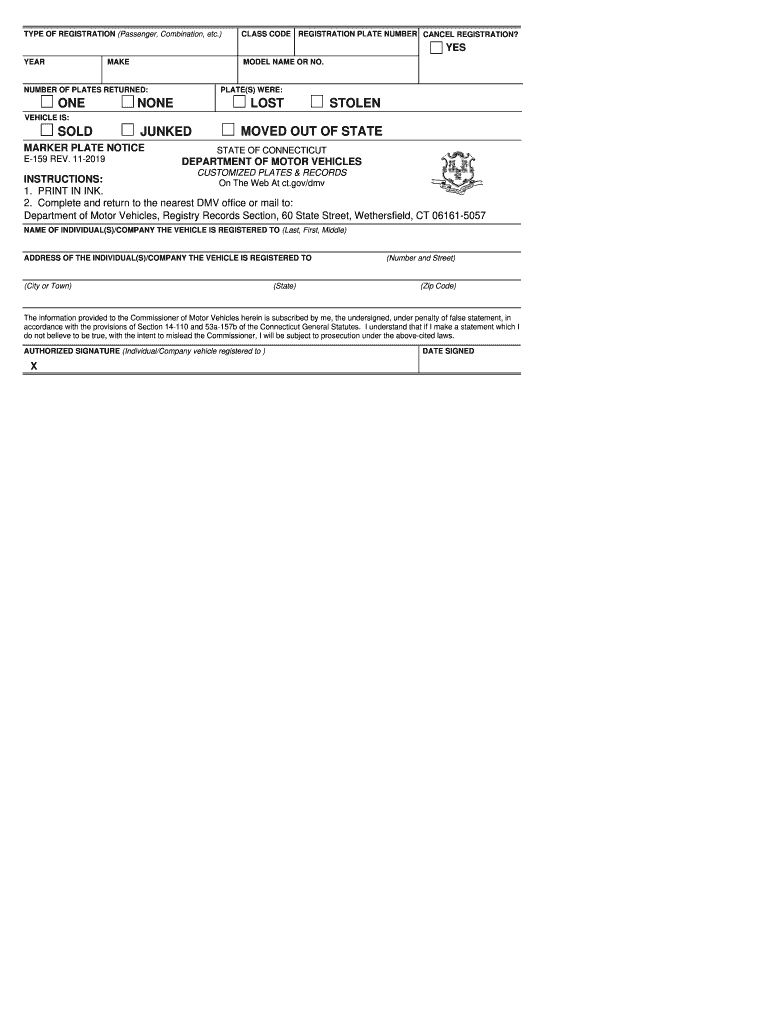 connecticut e159 form Preview on Page 1