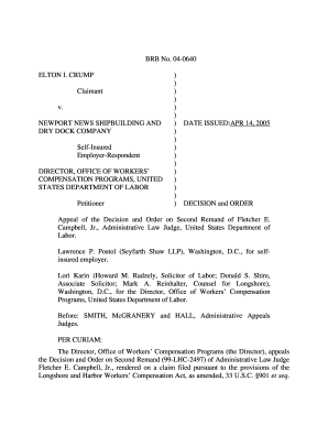 BRB No. 04-0640 ELTON I. CRUMP Claimant v. NEWPORT NEWS ...