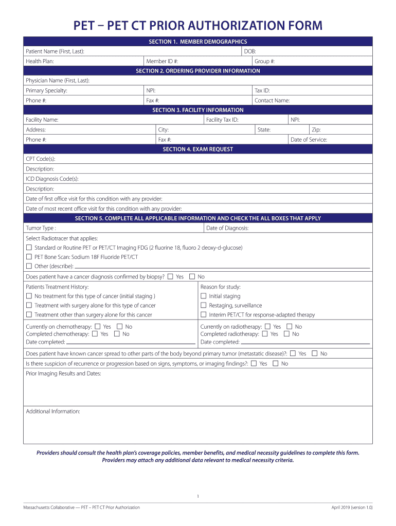 MA Collaborative - PET - PET CT Prior Authorization Form 2019-2022 ...