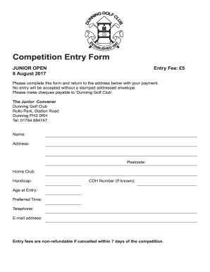 Competition Entry Form - Dunning Golf Club