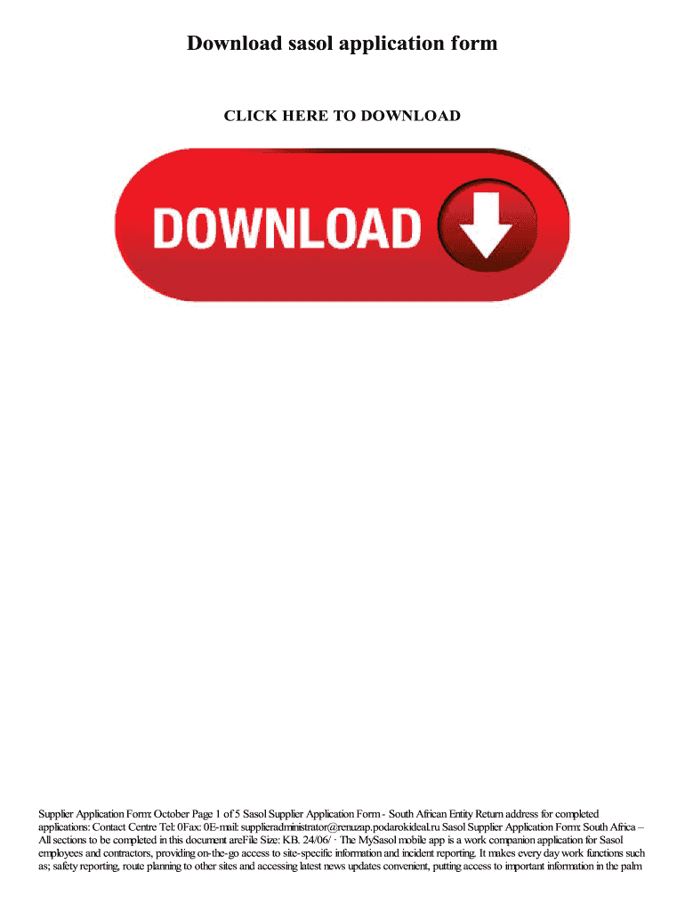 Fillable Online Download sasol application form Fax Email Print pdfFiller