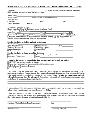 Fillable Online RNPAAz HIPPA Release Form Fax Email Print - pdfFiller