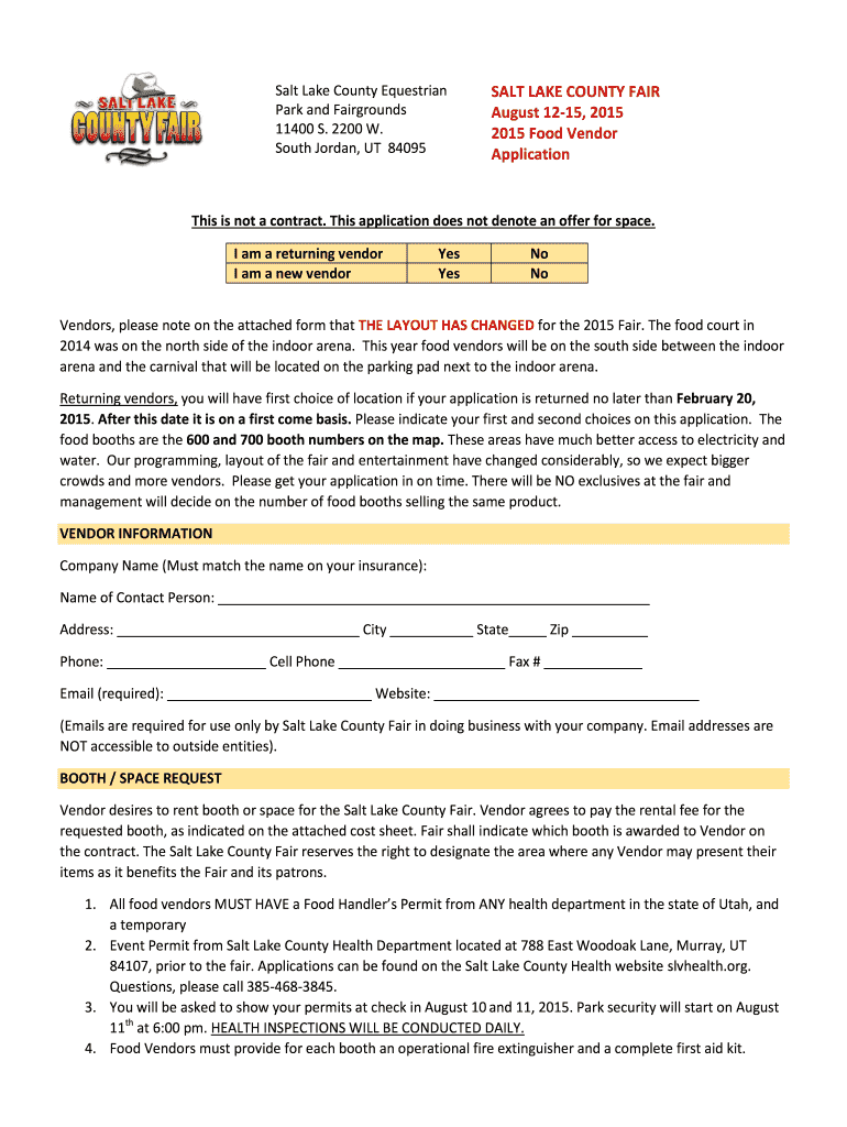 Fillable Online Salt Lake County Equestrian Park and Event Center Fax