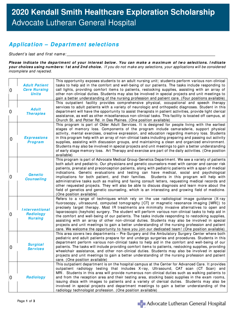 kendall smith healthcare exploration scholarship program Preview on Page 1