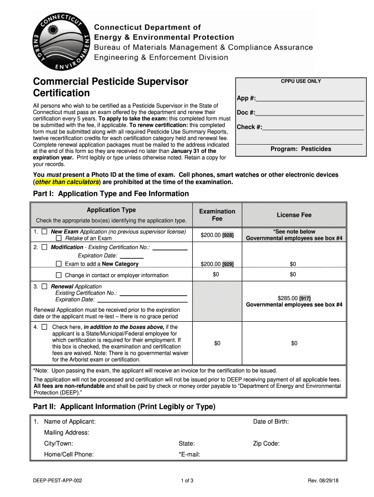 Commercial Pesticide Supervisor Certification permits Preview on Page 1