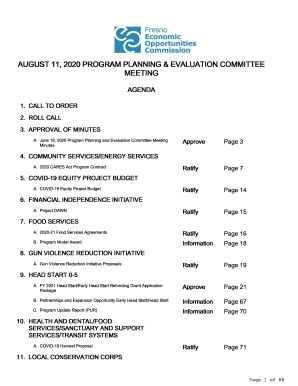 AUGUST 11, 2020 PROGRAM PLANNING &amp; EVALUATION COMMITTEE