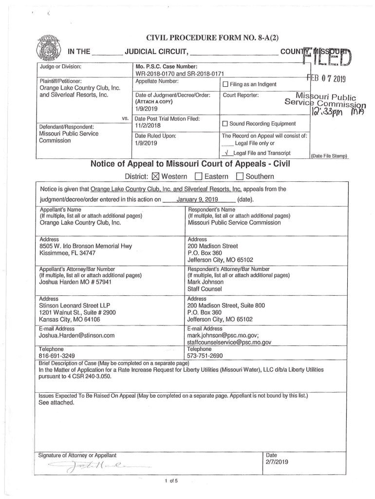 notice of appeal missouri Preview on Page 1