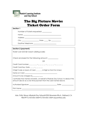 The Big Picture Movie: Ticket Order Form - Raskob Learning Institute - raskobinstitute