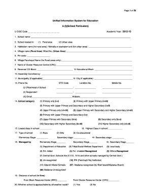 Unified Information System for Education School Particulars Form