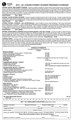 2010-2011 Student Accident Insurance Enrollment Form