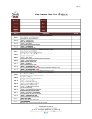 KCup Customer Order Form