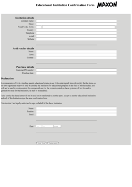 Educational Institution Confirmation Form