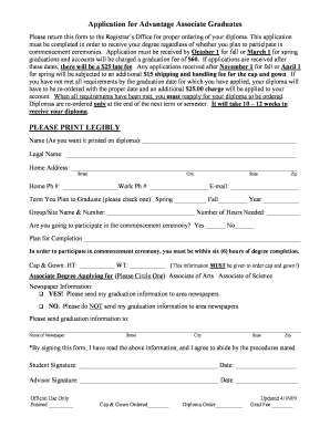 Associate Degree Graduation Application Form
