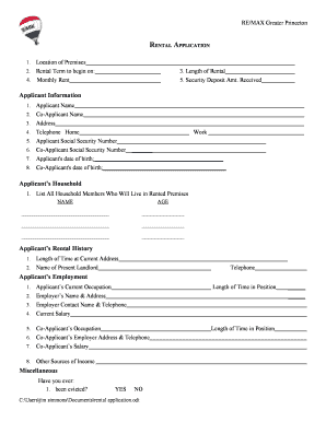 RE/MAX Rental Application Form