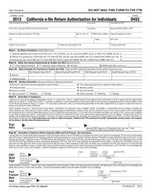 California e-file Return Authorization for Individuals
