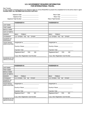 US International Travel Form