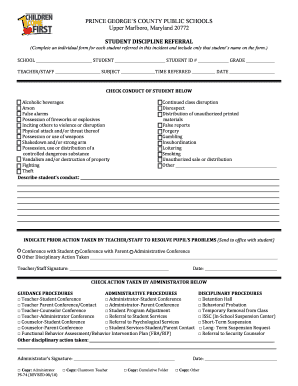 Student Discipline Referral Form