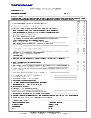 Condominium Warranty Letter
