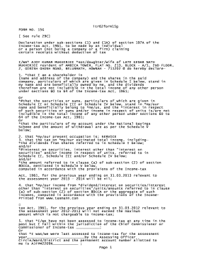 Form 15G Declaration