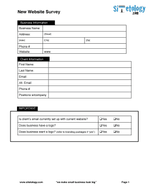 New Website Survey Form