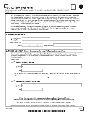 401/403(b) Waiver Form