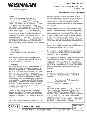 Submersible Non-Clog Pump Specification