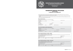 British Parachute Association Membership Renewal Form