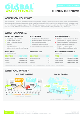 Work and Travel Canada Application Form
