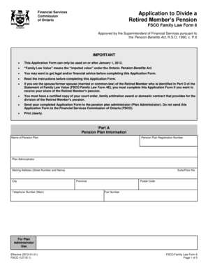 Ontario Retired Member's Pension Division Application