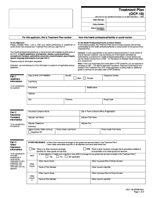 OCF-18: Treatment Plan - Effective as of March 1, 2006. fsco form number 1024E