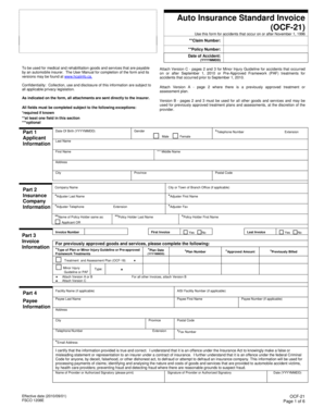Auto Insurance Standard Invoice OCF-21