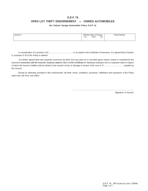 Open Lot Theft Endorsement