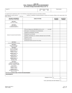 Ontario Garage Automobile Policy Endorsement
