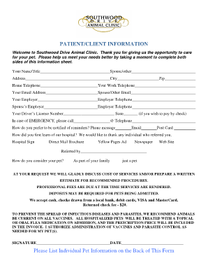 Pet Information Form