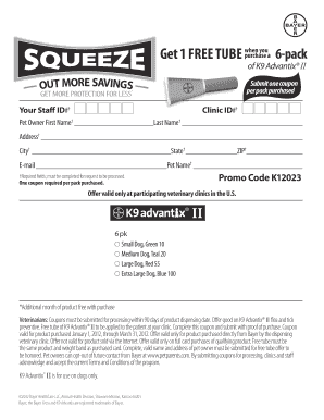 K9 Advantix II Coupon Form