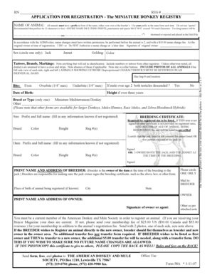 Miniature Donkey Registration Application