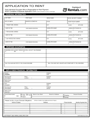 California Rental Application Form