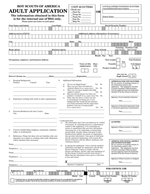 Boy Scouts of America Adult Application