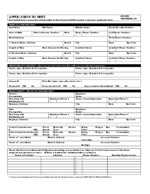 Application to Rent Holden Properties