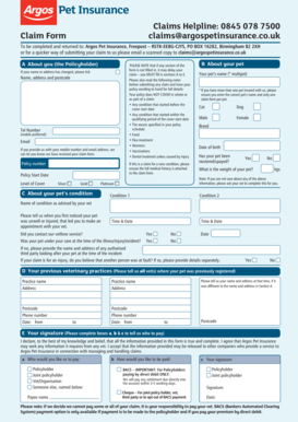 Argos Pet Insurance Claim Form