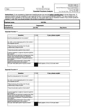 Essential Functions Analysis Form