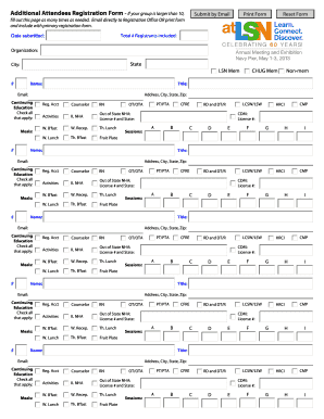 Additional Attendees Registration Form
